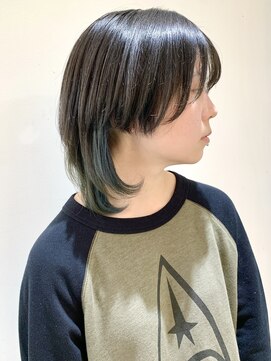 フォーク FOLK 【FOLK】透明感インナーブルー☆似合わせパツンとウルフ♪