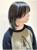 【FOLK】透明感インナーブルー☆似合わせパツンとウルフ♪
