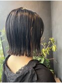 切りっぱなし外はねボブ/アッシュブラック/20代/30代/40代