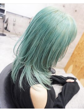 ヘアテリア リュウ 大塚(hair teria ryu) ロングウルフ/ハイトーンミントカラー/ミントグリーン
