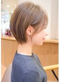 大人ショートボブ丸みショートカットマッシュショート前髪あり