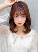 ♪大人可愛いピンクブラウンミディアムレイヤー20代30代高田馬場