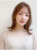 前髪 アンブレラカラー こなれミディ イメチェン ウェーブパーマ