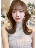 ミンクス 原宿店(MINX)&nbsp;【MINX】くびれヘアアプリコットオレンジハイライトカラー表参道