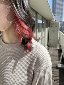 アジールヘア 池袋東口店(agir hair) ブリーチ＆ダブルカラーインナーカラーレッド池袋東口