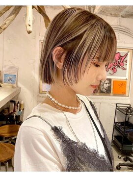 ルーム(Loom.) デザインカラーコントラストハイライト切りっぱなしボブ