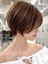 エジョン 三鷹店(Aejon) 艶髪小顔マッシュショートカットココアブラウン丸みショートボブ