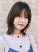 顔まわりレイヤー/ボブ/ココアベージュ/切りっぱなし/小顔/銀座