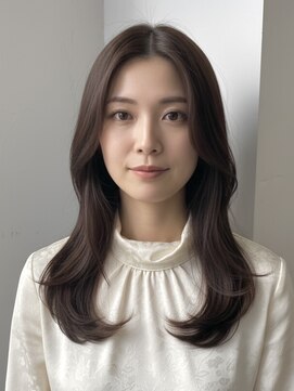 お顔まわりカット韓国レイヤースタイル×グレージュ