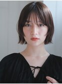 丸みボブ/切りっぱなしボブ/フェイスレイヤー/暗髪/美髪
