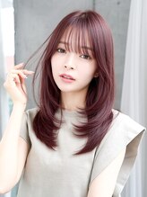 レノラ 髪質改善カラー 本町(LENORA)&nbsp;ミディアムレイヤーハッシュカットシャギーカットダークパープル