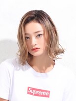 パティオンツー(PATIONN2)&nbsp;☆グレージュ艶ワンレンロブウェーブヘアスタイル☆by岩川和生