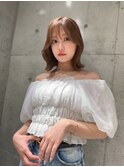 天神大名ダブルカラーブリーチなしミルクティーベージュ髪質改善
