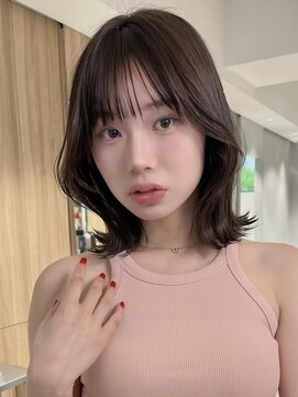 ミンクス渋谷スマートサロン(MINX shibuya smart salon) デザインカラーレイヤーカットウェットヘアオリーブベージュ