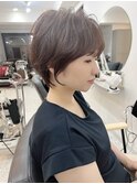 ショート　ふんわりショート　耳掛けショート　白髪ぼかし