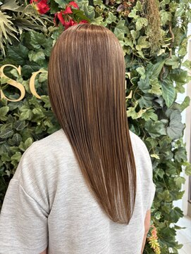 シーン(SCENE) シフォンベージュ/ブリーチなしカラー/髪質改善/セミロング