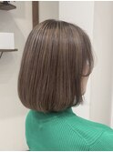 ROUIS 津田沼 ベージュハイライト ボブ 白髪ぼかしハイライト