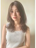 透明感カラー×斜めバング×グレージュカラー×大人外ハネh