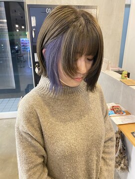 シェル 津山の手店(shel) 20代30代大人可愛いウルフカット×インナーカラー立体感