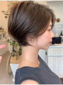 かきあげ前髪小顔まわりつや髪骨格補正丸みショートボブヘア