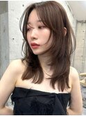 韓国ヘアグレージュカラーブリーチ無し髪質改善イヤリングカラー