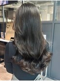 フェミニンロングマロンベージュ似合わせカット_ba536181