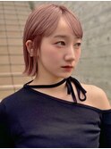 熊本 ミニボブ ピンクベージュ 前髪アレンジ  Arisa.