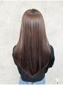 ハイライトカラーくびれヘアアプリコットオレンジ
