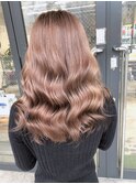 20代30代ブリーチなしダブルカラーピンクブラウン明るめブラウン