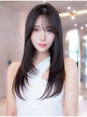 韓国レイヤー顔周りカット透明感カラー髪質改善艶髪シースルー
