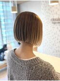 外国人風ハイライト/外国人風カラー/顎ラインボブ/艶カラー/艶髪
