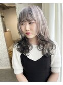ホワイト/裾カラー/ブラックデザイン/インナーカラー/大名/天神