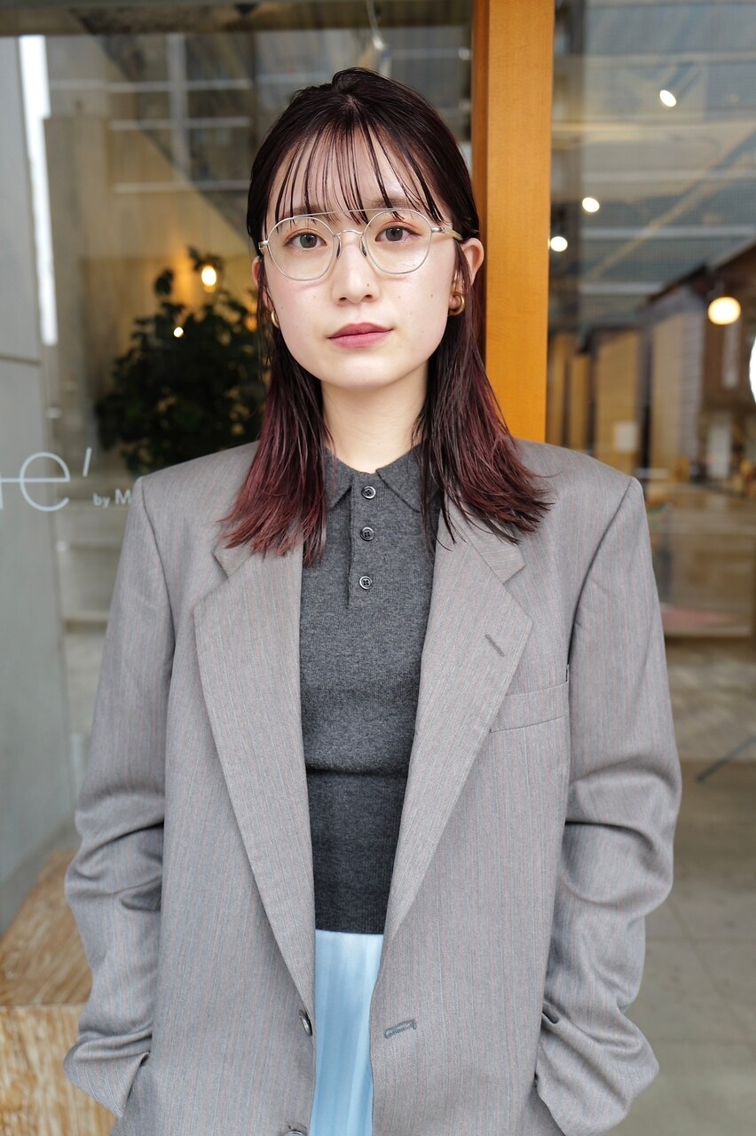 ne' by MAULOA】伸ばしかけヘア ピンクブラウン メガネヘア