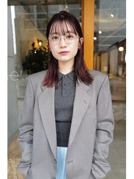 エヌイー(ne' by MAULOA) 【ne' by MAULOA】伸ばしかけヘア ピンクブラウン メガネヘア