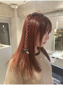黒髪グレーベージュレイヤーロング前髪パーマ アッシュブラック