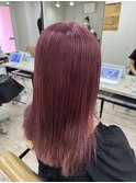 ストロベリーピンク前髪イメチェンこなれミディケアブリーチ所沢