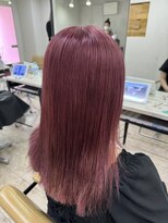 アジールヘア 所沢プロペ通り店(agir hair)&nbsp;ストロベリーピンク前髪イメチェンこなれミディケアブリーチ所沢