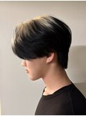 センターパートメンズカット韓国ヘアエンドカラールーツカラー