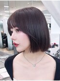 ボブ美髪韓国ヘアおくれ毛前髪カット_F30508