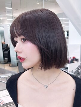 ボブ美髪韓国ヘアおくれ毛前髪カット_F30508