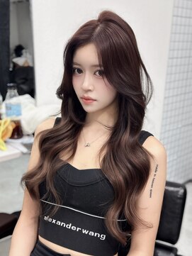 ロムーク 表参道(LOMKH) 韓国ロングレイヤーグレージュカラー透明感カラーシールエクステ