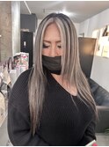 ハイライトカラーミルクティーベージュレイヤーカットオルチャン