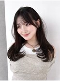薄め前髪顔まわりレイヤーカットシースルー前髪ハッシュカット