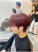 MEN'SHAIRウルフカルマパーマレッドブラウン