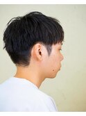 ショートバング×ソフトツイストスパイラル/刈り上げショート