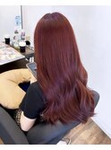 〇チェリーレッド ブリーチなし 赤髪 韓国ヘア ワインレッド
