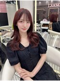 くびれ巻きレイヤーカット☆チェリーブラウン髪質改善☆韓国新宿