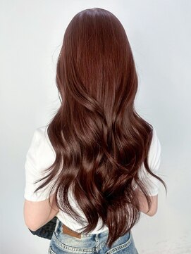 ロング暗めカラー韓国ヘア顔周りレイヤー_ba562281