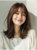セミロング20代30代ストレートレイヤー前髪なし前髪あり越谷