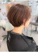 大人柔らかショートボブピンクベージュ襟足短め#東静岡草薙